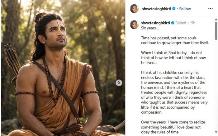 Sister post on Sushant Singh Rajput death anniversary